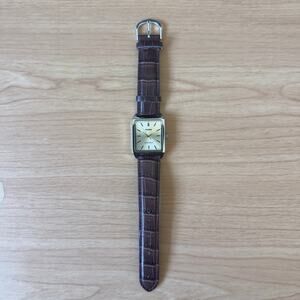 Casio MTP-V007 Gold Tank Watch Brown Leather